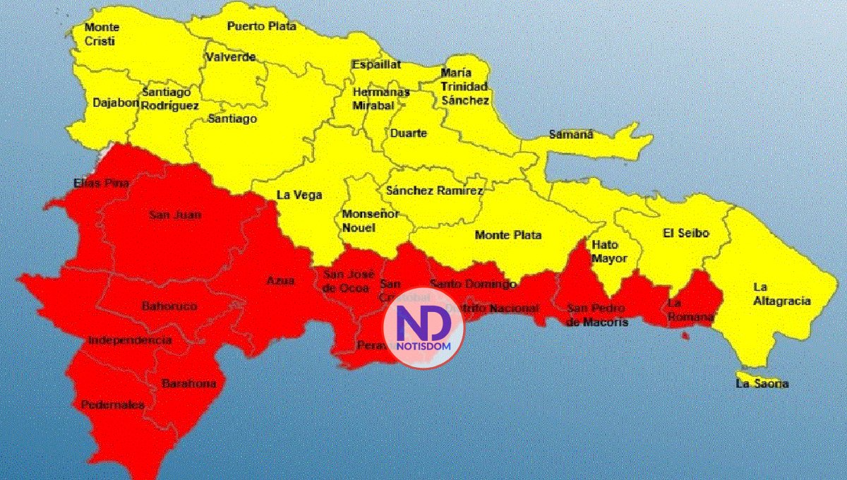 COE aumenta a 14 las provincias en alerta roja y a 18 en amarilla