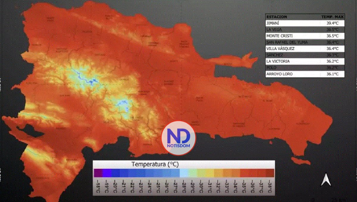 ¡Atentos! RD continúa registrando temperaturas superiores a los 39°C 2 ¡Atentos! RD continúa registrando temperaturas superiores a los 39°C