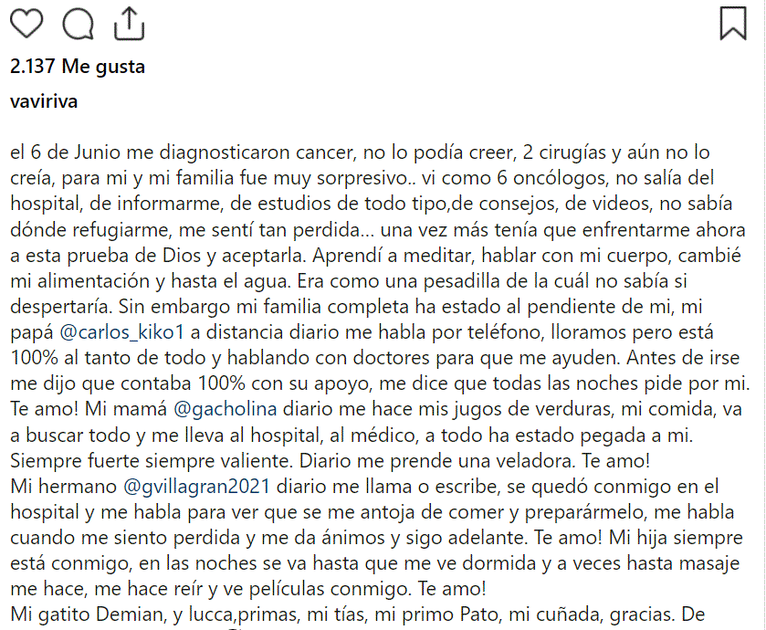 VANESSA VILLAGRAN 2 Vanesa, la hija de Carlos Villagrán 'Kiko', revela que fue diagnosticada con cáncer