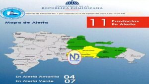 COE eleva a 11 las provincias en alerta por incidencia de vaguada