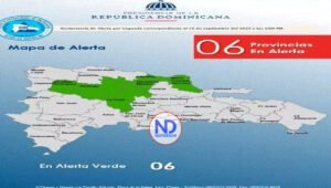 COE coloca 6 provincias en alerta verde tras incidencia de vaguada