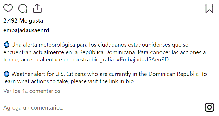 EMBAJADA DE EE.UU . 1 Embajada EEUU emite alerta para ciudadanos estadounidense por huracán Lee