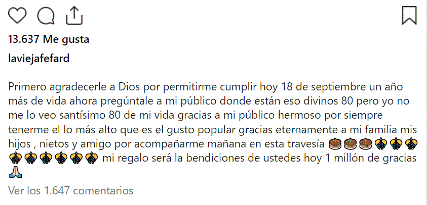 FEFITA 8 Fefita La Grande cumple hoy 80 años