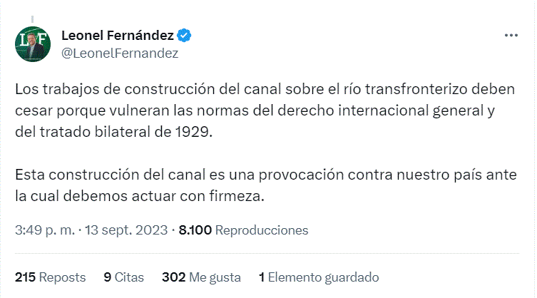 Leonel dice construcción canal sobre río es provocación a RD 3 LEONEL FERNANDEZ 35 Leonel dice construcción canal sobre río es provocación a RD