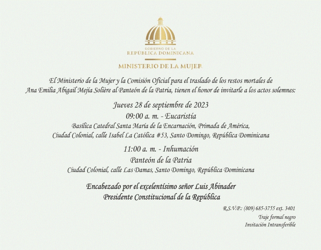 MINISTERIO DE LA MUJER 1 Trasladarán restos de Abigail Mejía al Panteón de la Patria