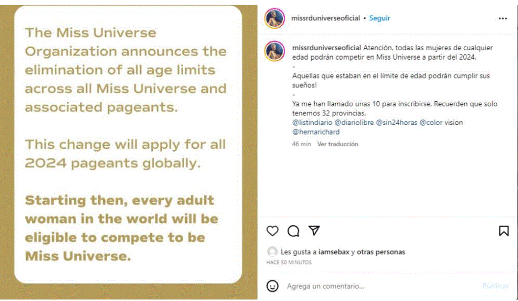 MISS UNIVERSO Miss Universo elimina límite de edad de candidatas