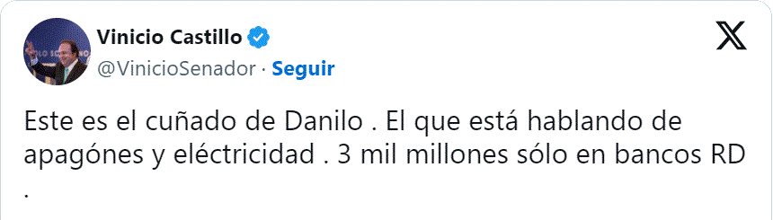 VINICIO A DANILO 4 Vinicio Castillo arremete contra Danilo Medina por declaraciones sobre apagones