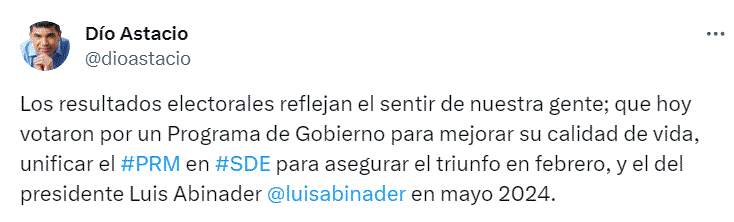 DIO ASTACIO 4 "Inmensamente agradecido de Dios y de nuestro pueblo por la confianza", Dío Astacio