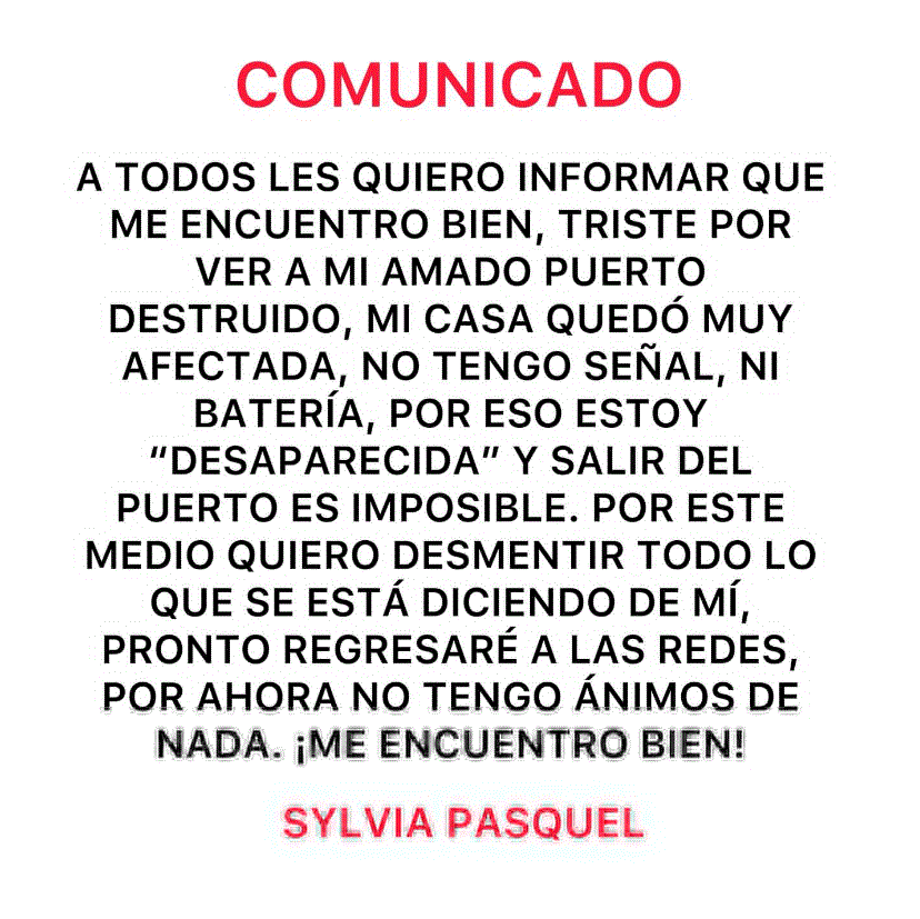 SILVIA PASQUEL 1 Actriz Sylvia Pasquel desmiente desaparición tras paso del huracán Otis