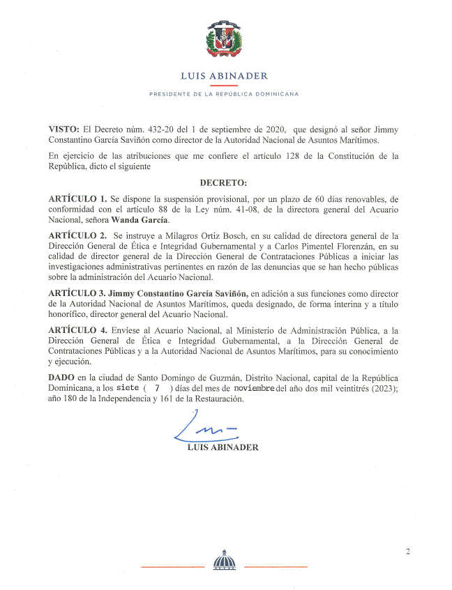 Suspenden directora general del Acuario Nacional, Wanda García 4 CARTA 42 Suspenden directora general del Acuario Nacional, Wanda García