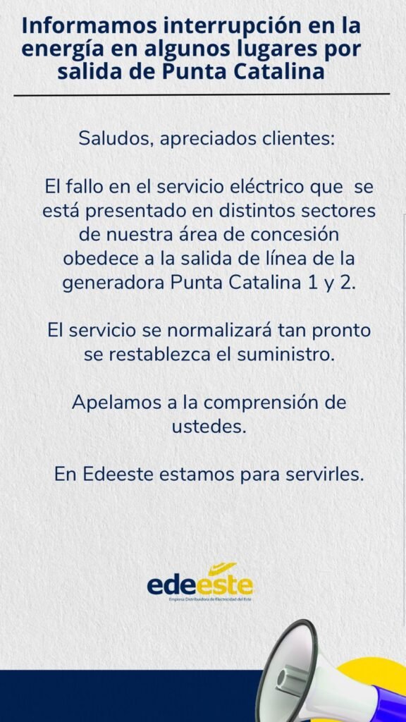 Edeeste pide paciencia a sus usuarios mientras se reestablece el suministro de energía 3 EDEE 16 Edeeste pide paciencia a sus usuarios mientras se reestablece el suministro de energía