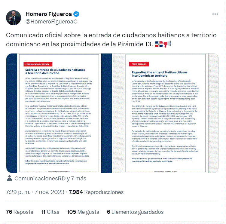 Gobierno considera entrada haitianos a territorio RD es una "provocación" 3 HOMERO FIGUEROA 19 Gobierno considera entrada haitianos a territorio RD es una "provocación"
