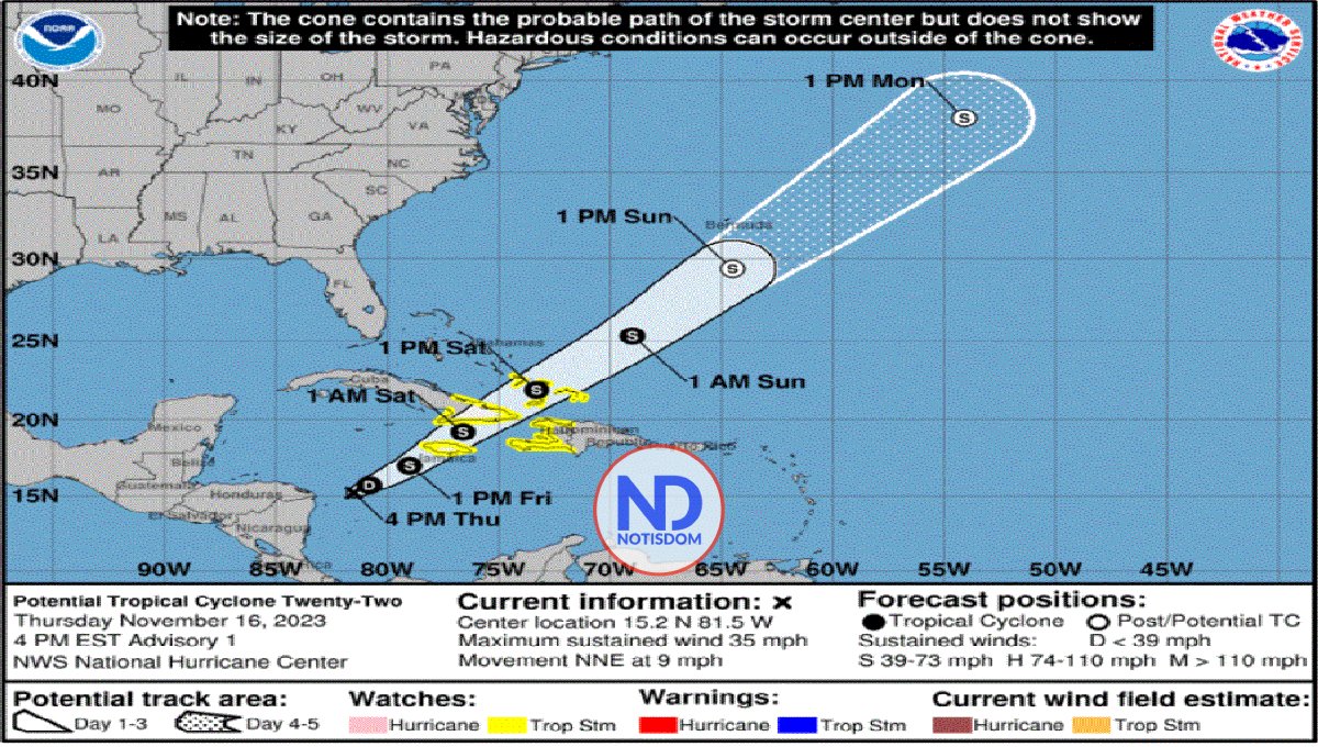 Se forma potencial ciclón tropical veintidós en la región del Caribe
