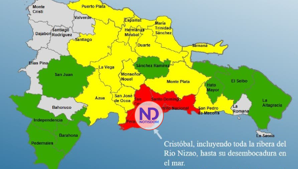 COE aumenta la alerta por lluvias en 25 provincias, 4 están en nivel rojo