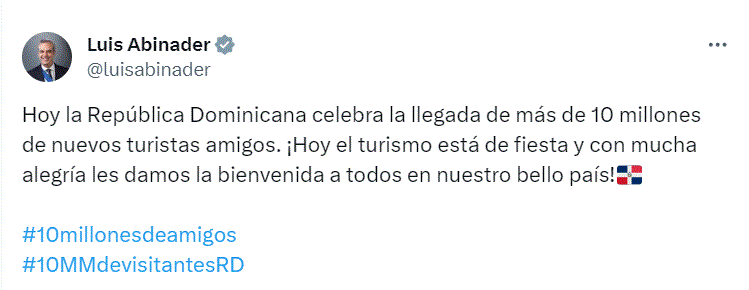 abinader 838 Abinader satisfecho con logro de Turismo; da la bienvenida con alegría a quienes visitan a RD