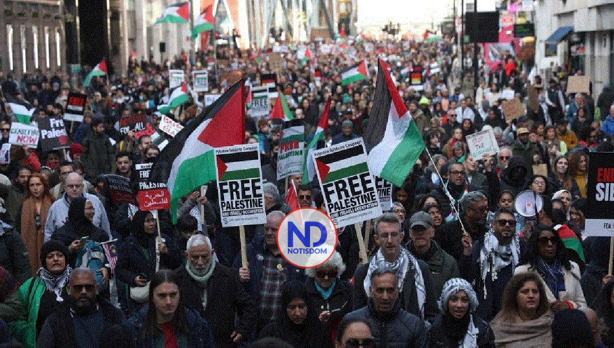 Miles marchan en Londres por 8va vez para pedir alto fuego en Gaza