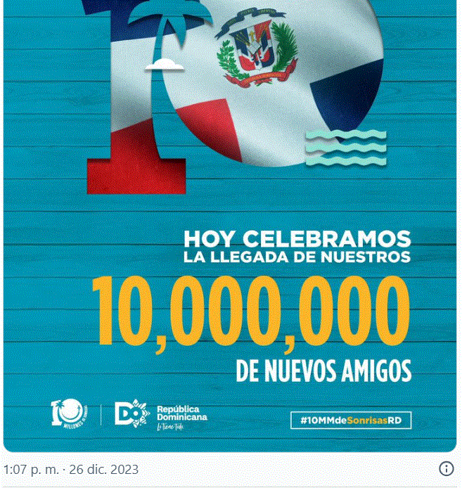 twitter 55 Abinader satisfecho con logro de Turismo; da la bienvenida con alegría a quienes visitan a RD