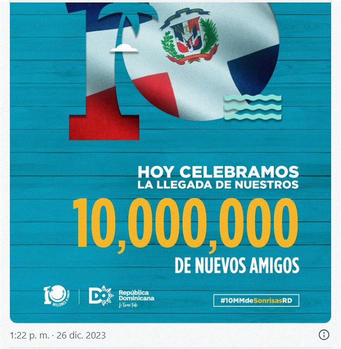 twitter 56 Abinader satisfecho con logro de Turismo; da la bienvenida con alegría a quienes visitan a RD