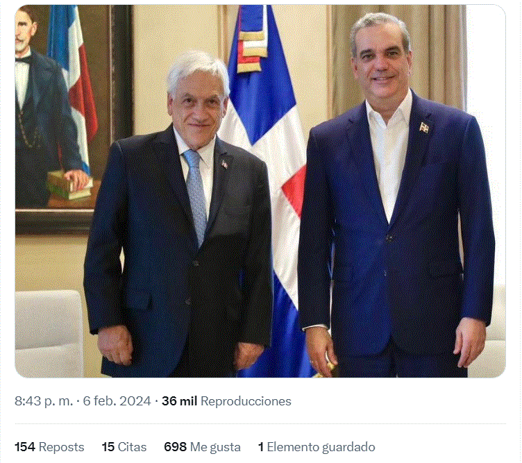 twitter abinader y pinera 1 Luis Abinader lamenta fallecimiento de su "amigo" Sebastián Piñera