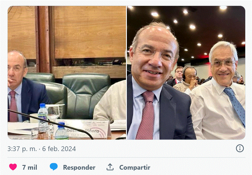 twitter felipe calderon El mundo reacciona ante fallecimiento del ex presidente de Chile, Sebastián Piñera