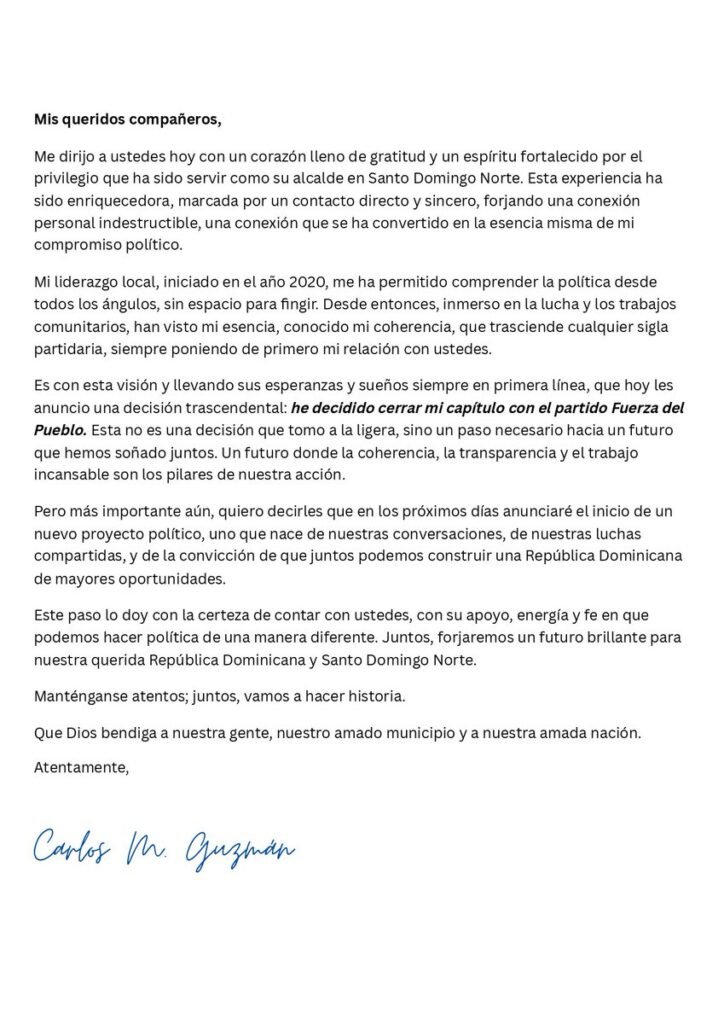 Carlos Guzmán renuncia de la Fuerza del Pueblo 4 CARLOS GUZMAN 1 Carlos Guzmán renuncia de la Fuerza del Pueblo