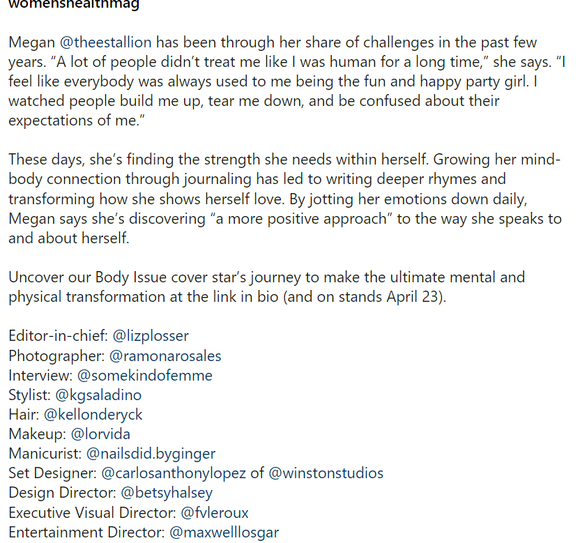 Megan Thee Stallion 1 Megan Thee Stallion posa desnuda para la revista Women's Health