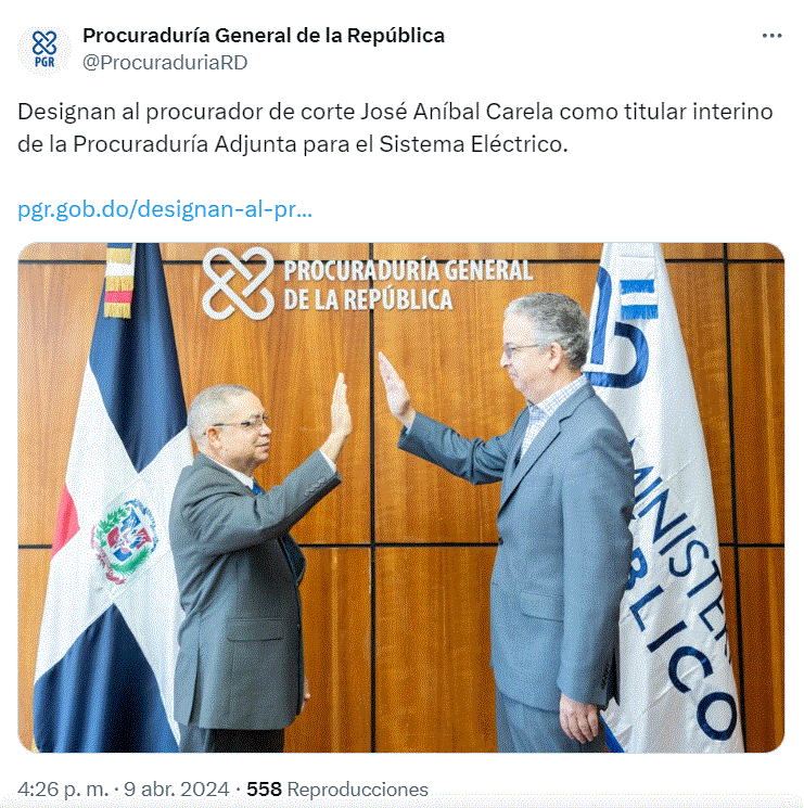 Designan a José Aníbal Carela como titular interino de la Procuraduría Adjunta para el Sistema Eléctrico 3 TWITTER JOSE ANIBAL CARELA Designan a José Aníbal Carela como titular interino de la Procuraduría Adjunta para el Sistema Eléctrico