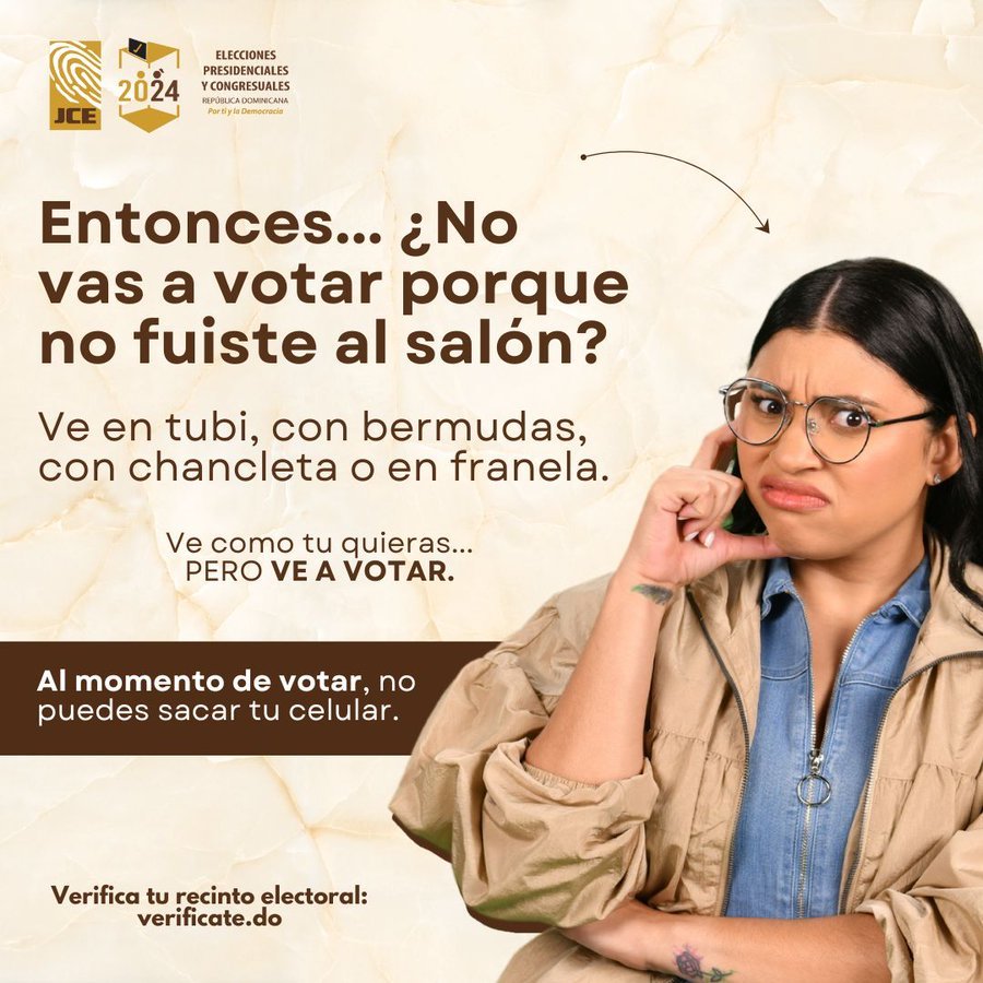 JCE 61 "Ve como tu quieras… Pero ve a votar", exhortación de la JCE a la ciudadanía