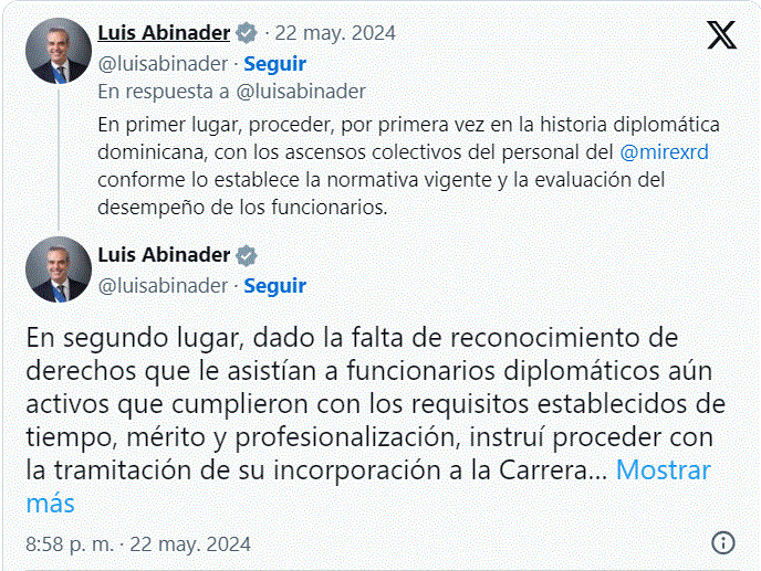 TWITTER ABINADER 21 Gobierno anuncia medidas «para fortalecer la carrera diplomática»