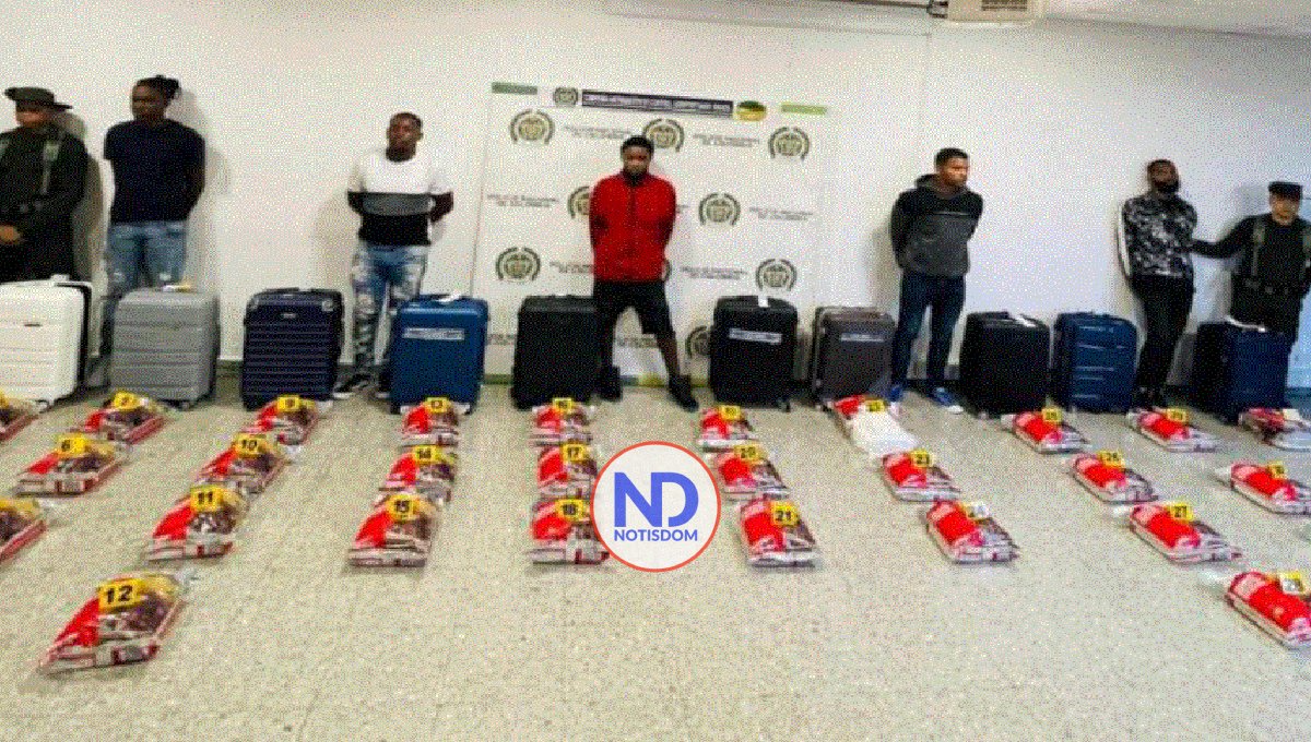 Detienen 5 dominicanos aeropuerto de Bogotá con 215 kilos cocaína