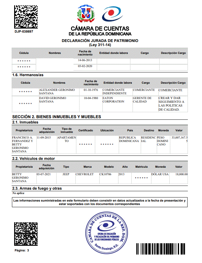 DECLARACION DE BETTY JURADA GERONIMO 4 ¿Qué tantos bienes tiene Betty Gerónimo en su declaración jurada?