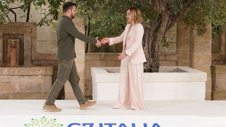 Los líderes de G7 acuerdan enviar 46.000 mm de euros a Ucrania 3 Meloni Y Zelenski Los líderes de G7 acuerdan enviar 46.000 mm de euros a Ucrania