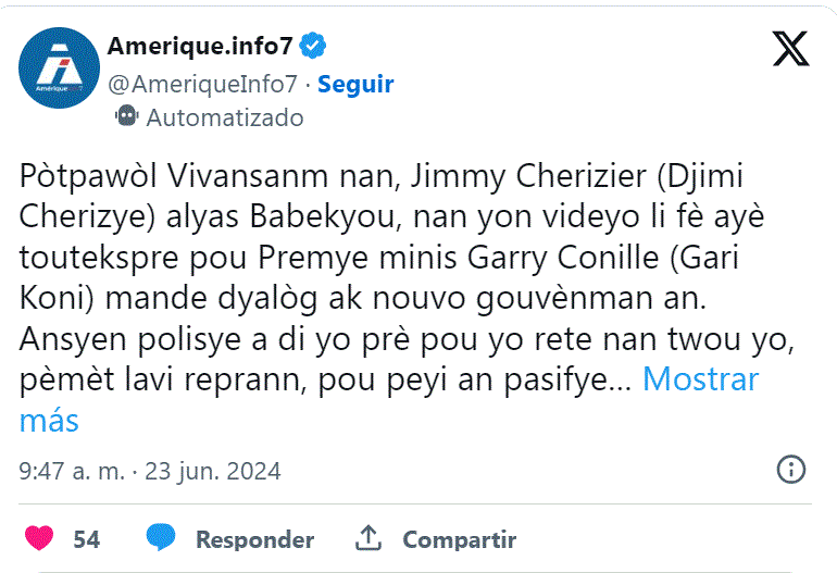 TWITTER AMERIQUE "Barbecue" pide diálogo ante la inminente llegada de la Fuerza Multinacional a Haití