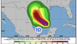Tormenta tropical Beryl rumbo a sur Texas; sería otra vez huracán