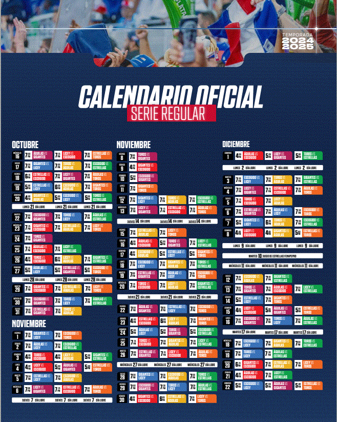 CALENDARIO LIDOM ¡Ya tenemos fecha! Temporada 2024-2025 de la LIDOM