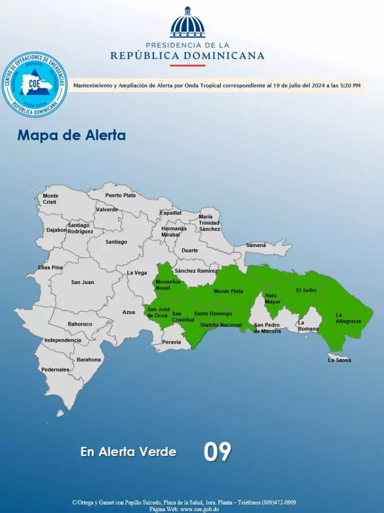 COE coloca 9 provincias bajo alerta verde por vaguada 3 COE 68 COE coloca 9 provincias bajo alerta verde por vaguada