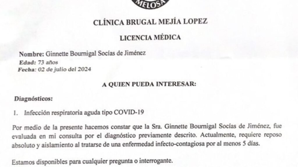 Ginnette Bournigal Socias de Jimenez Senadora de Puerto Plata da positivo a covid-19