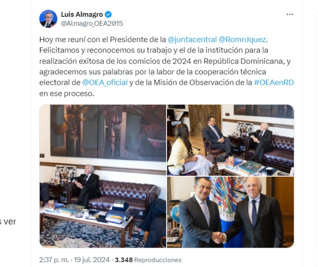 TWITTER LUIS ALMAGRO Secretario general de ONU felicita a JCE RD por el «éxito» de las elecciones