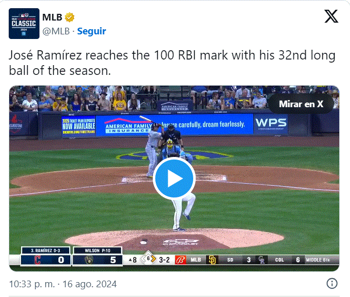 José Ramírez es el primer dominicano en llegar a 100 impulsadas 3 JOSE RAMIREZ 12 José Ramírez es el primer dominicano en llegar a 100 impulsadas