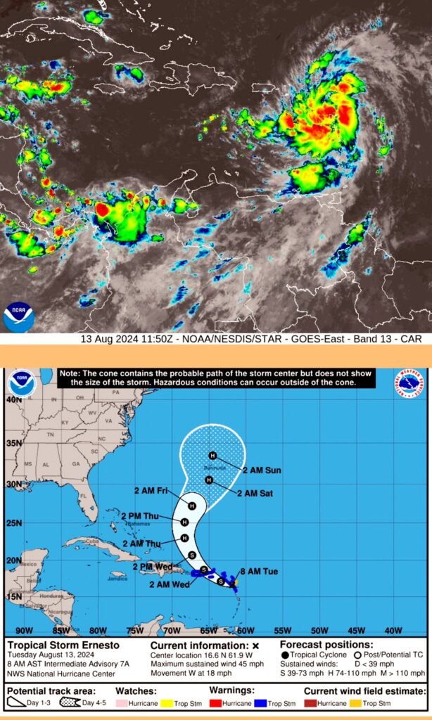 tormenta Ernesto 1 Esta noche empezarán a incidir bandas nubosas por tormenta tropical Ernesto