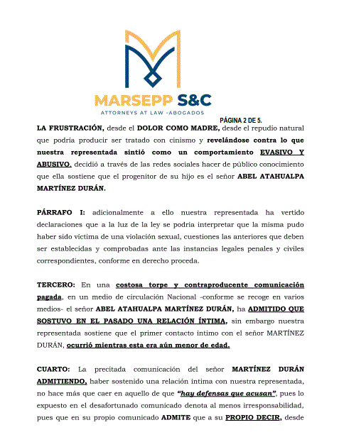 CARTA DE ABOGADO DE KEIRE 6 Abogado de Keire Vargas le recomienda a Abel Martínez no “ponerse alante» sobre el caso de su supuesto hijo