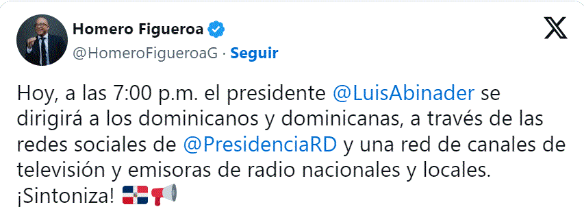 ABIIIIIIIIIIIIIIIIIII 1 El presidente Abinader hablará al país este sábado a las 7:00 de la noche