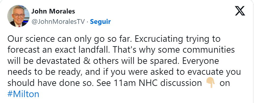 John Morales1 John Morales: "Huracán Milton devastará comunidades y otras se salvarán"