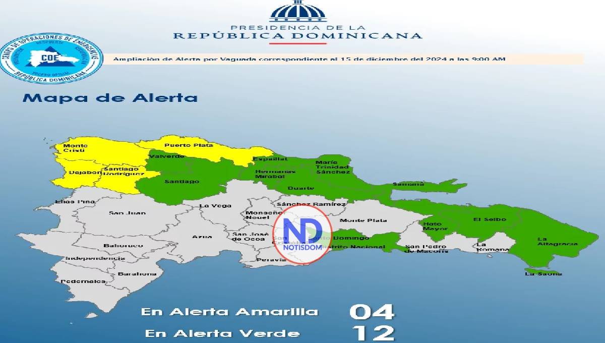 COE aumenta a 16 las provincias en alerta por lluvias