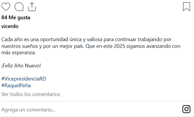 TWITTER FELIZ ANO 2025 La Vicepresidencia llama a "trabajar por un mejor país" en este 2025