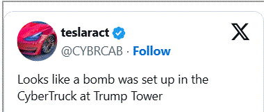 TWITTER TESLARAC Investigan como ataque terrorista explosión hotel Trump en EEUU