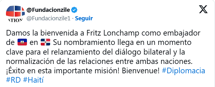 FUNDACION ZILE 1 Se encuentra en el país el nuevo embajador de Haití
