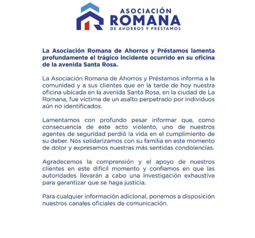 ASOCIACION LA ROMANA Asalto bancario en La Romana deja un guardia de seguridad fallecido