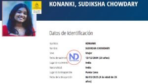 Interpol emite alerta amarilla por desaparición de Sudiksha Konanki