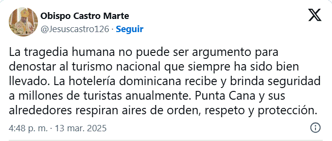 TWITTER CASTRO MARTE 3 Obispo Castro Marte sobre turista desaparecida en Punta Cana